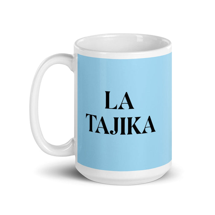 La Tajika La Tajika Divertente Tazza da caffè per casa, ufficio e lavoro, orgoglio messicano spagnolo, regalo, tazza bianca lucida, tazza con carta azzurra