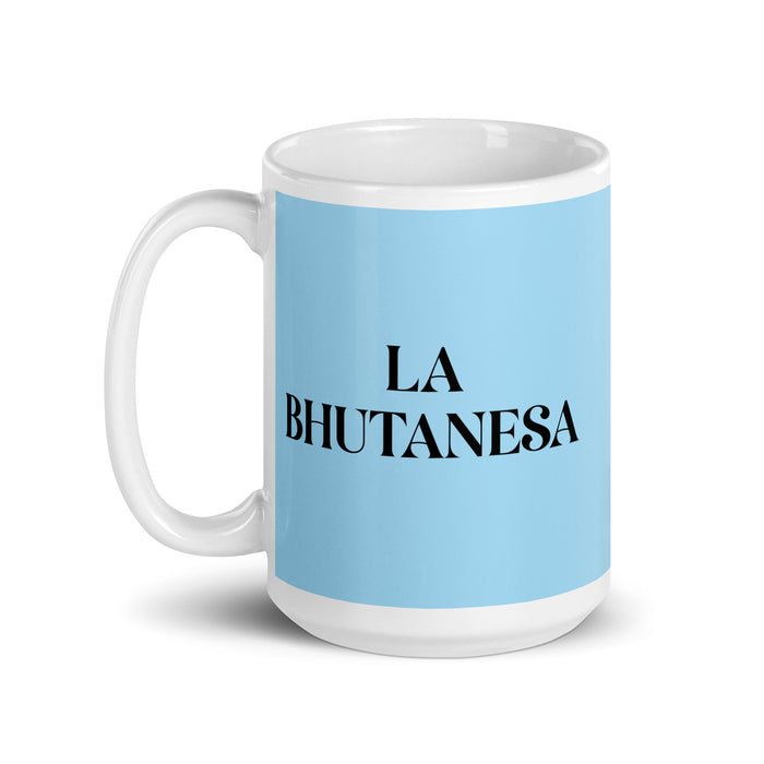 La Bhutanesa The Bhutanese Funny Home Office Work Coffee Mug Mexican Spanish Pride Gift White Glossy Cup Sky Blue Card Mug