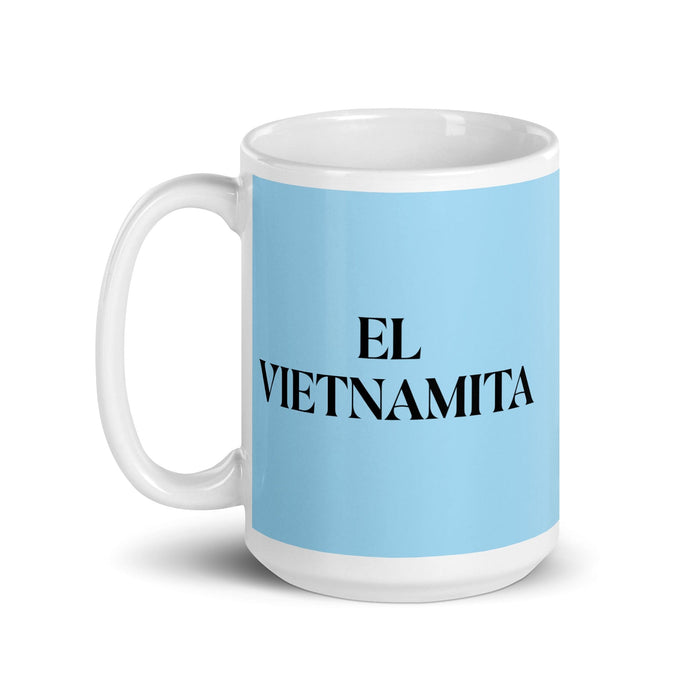 El Vietnamita La tasse à café amusante vietnamienne pour le travail à domicile ou au bureau Cadeau de fierté mexicaine espagnole Tasse blanche brillante Carte bleu ciel