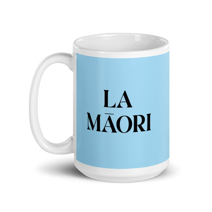 La Māori The Māori Funny Home Office Work Coffee Mug Mexican Spanish Pride Gift White Glossy Cup Sky Blue Card Mug