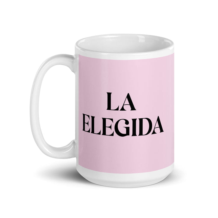 La Elegida The Chosen One Funny Home Office Work Coffee Mug Mexican Spanish Pride Gift White Glossy Cup Light Pink Card Mug