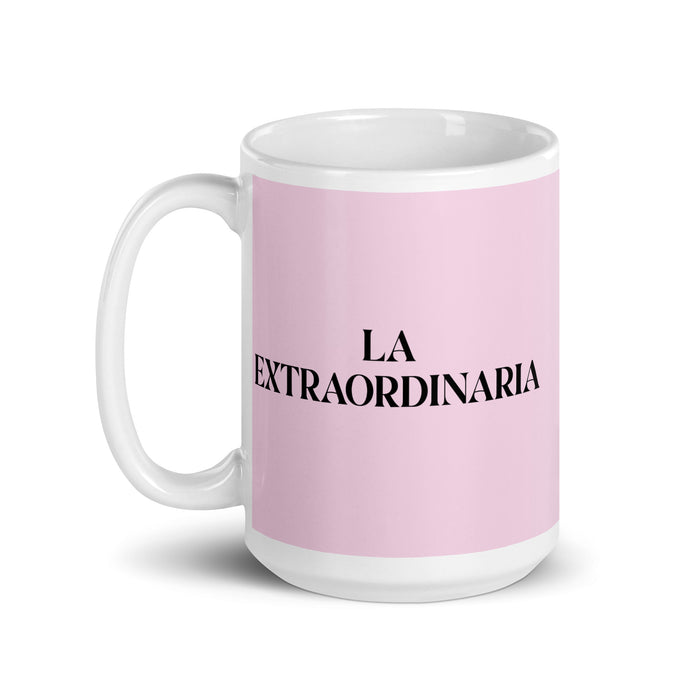 La Extraordinaria The Extraordinary One Funny Home Office Work Coffee Mug Mexican Spanish Pride Gift White Glossy Cup Light Pink Card Mug