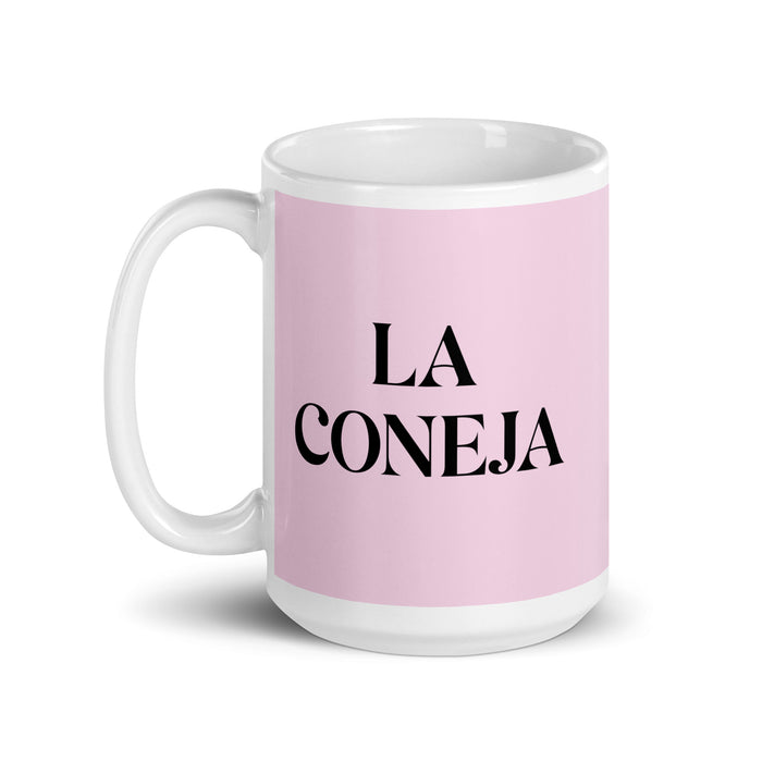 La Coneja The Rabbit Funny Home Office Work Coffee Mug Mexican Spanish Pride Gift White Glossy Cup Light Pink Card Mug