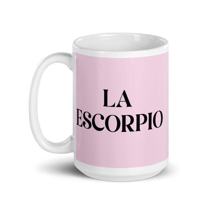 La Escorpio The Scorpio Funny Home Office Work Coffee Mug Mexican Spanish Pride Gift White Glossy Cup Light Pink Card Mug