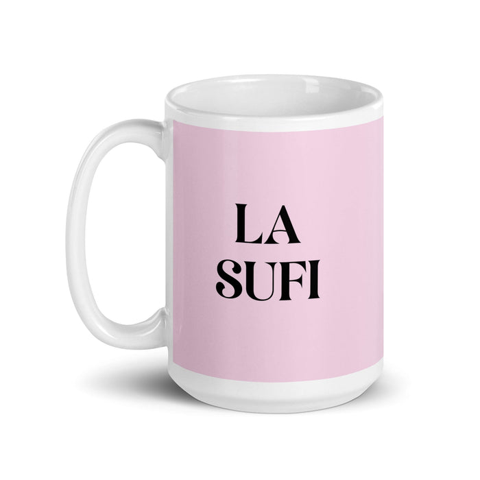 La Sufi The Sufi Funny Home Office Work Coffee Mug Mexican Spanish Pride Gift White Glossy Cup Light Pink Card Mug