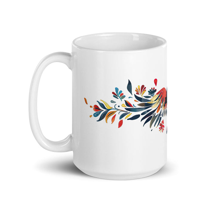 Taza de café exclusiva con nombre de Alejandro, obra de arte para el hogar, la oficina, el trabajo, regalo de orgullo mexicano español, taza blanca brillante con caligrafía única en su tipo | A10