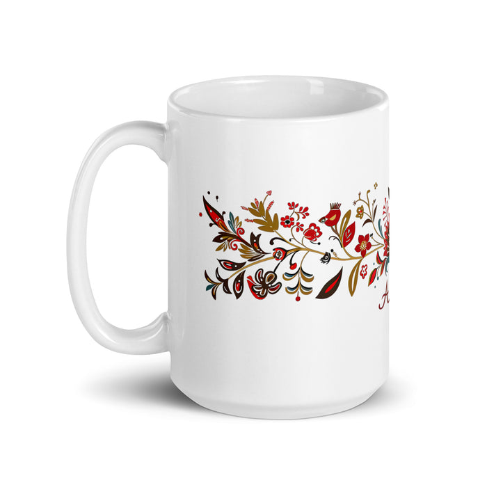 Tasse à café exclusive avec nom d'Alison, tasse à café pour le travail à domicile, tasse cadeau de fierté espagnole mexicaine, tasse blanche brillante avec calligraphie unique en son genre | A7