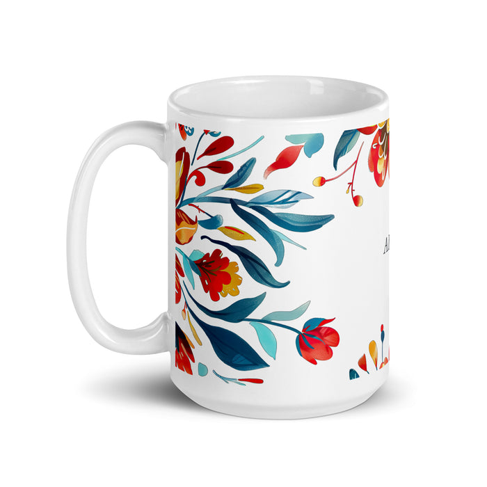 Tasse à café avec nom exclusif d'Allison, tasse à café pour le travail à domicile, tasse cadeau de fierté espagnole mexicaine, tasse blanche brillante avec calligraphie unique en son genre | A10