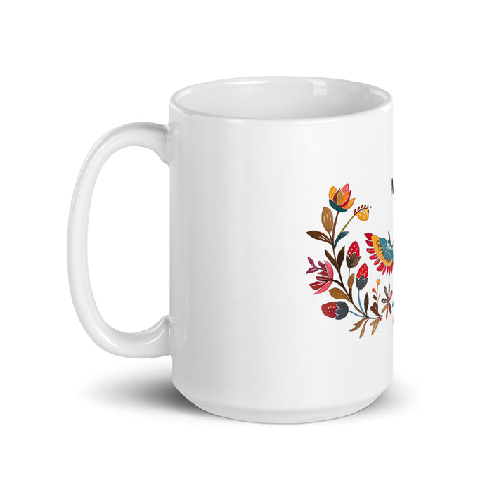 Taza de café exclusiva con nombre de Amaia, obra de arte para el hogar, la oficina, el trabajo, regalo de orgullo mexicano y español, taza blanca brillante con caligrafía única en su tipo | A4