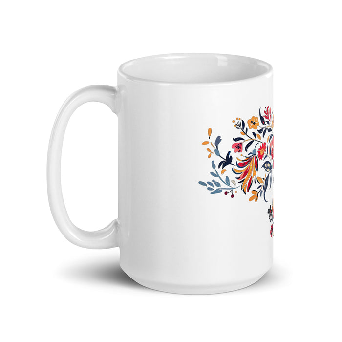 Taza de café exclusiva con nombre de Amaia, obra de arte para el hogar, la oficina, el trabajo, regalo de orgullo mexicano español, taza blanca brillante con caligrafía única en su tipo | A25