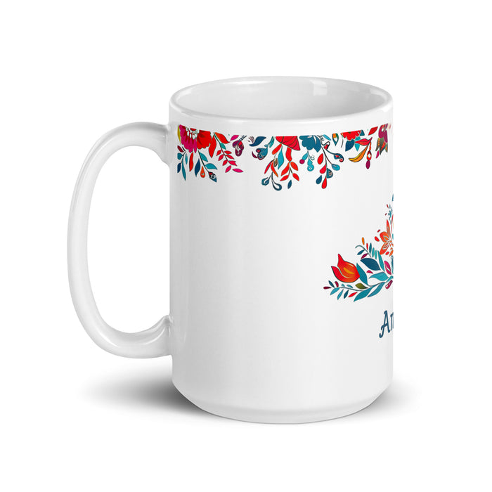 Amaya Exclusive Nome Arte Pezzo Casa Ufficio Lavoro Tazza da caffè Tazza regalo Orgoglio spagnolo messicano Tazza unica nel suo genere Calligrafia Tazza bianca lucida | A9