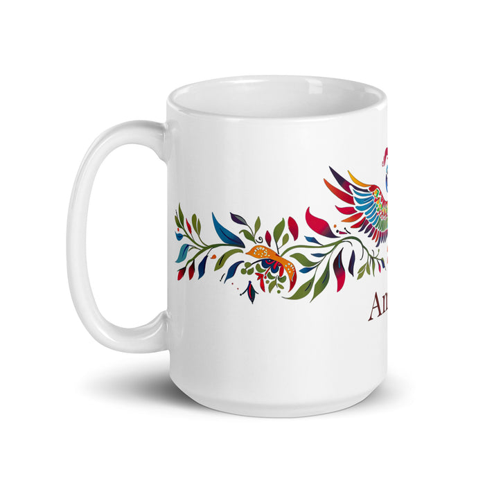 Tasse à café Amaya Exclusive Name Art Piece Home Office Work Tasse cadeau Mexican Spanish Pride Tasse à calligraphie unique en son genre Tasse blanche brillante | A3