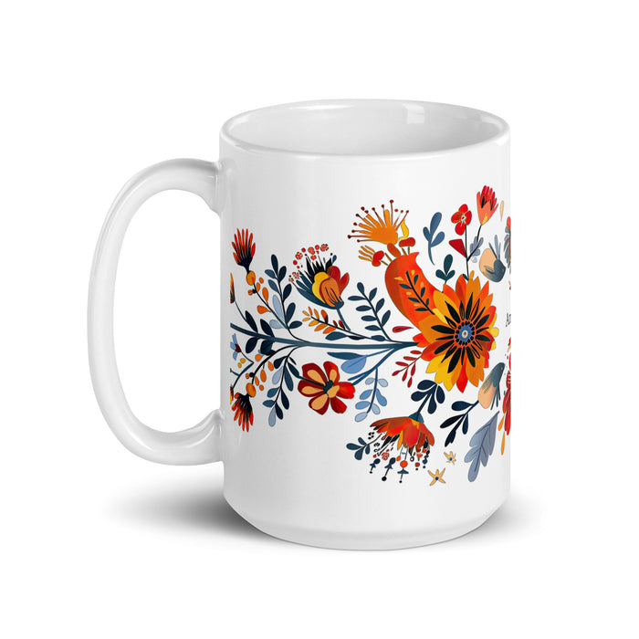 Taza de café exclusiva con nombre de Ana Paula, para el hogar, la oficina, el trabajo, regalo de orgullo mexicano y español, taza blanca brillante con caligrafía única en su tipo | A13