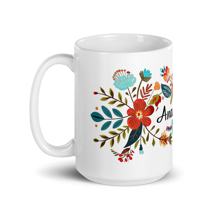 Tasse à café exclusive avec nom Ana Paula, tasse à café pour le travail à domicile, la fierté mexicaine et espagnole, tasse à calligraphie unique, blanche et brillante | A18