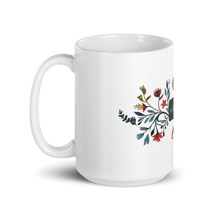 Taza de café exclusiva con nombre de Andrew, obra de arte para el hogar, la oficina, el trabajo, regalo de orgullo mexicano y español, taza blanca brillante con caligrafía única en su tipo | A2