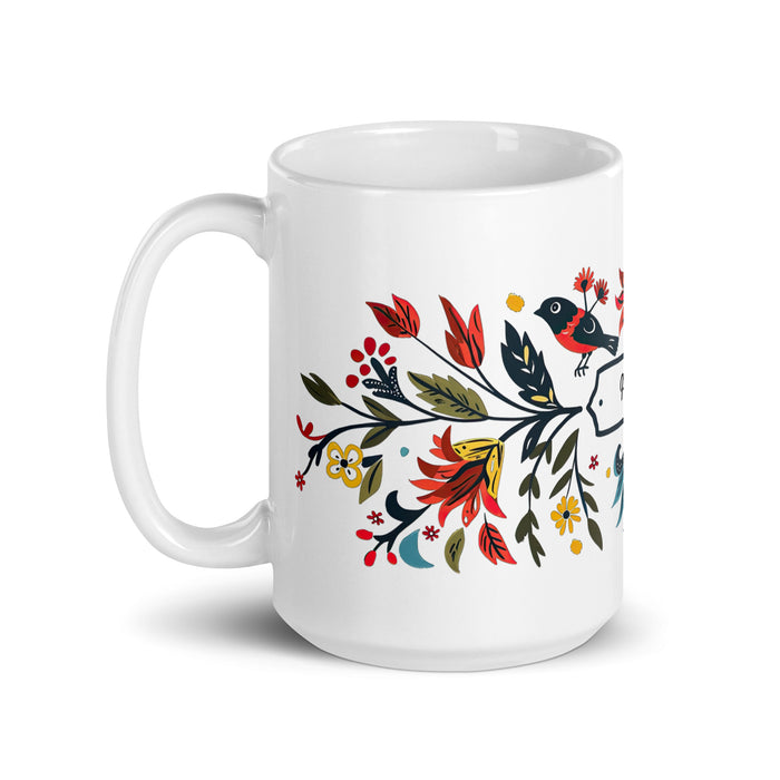 Taza de café exclusiva con nombre de Andrew, obra de arte para el hogar, la oficina, el trabajo, regalo de orgullo mexicano y español, taza blanca brillante con caligrafía única en su tipo | A5