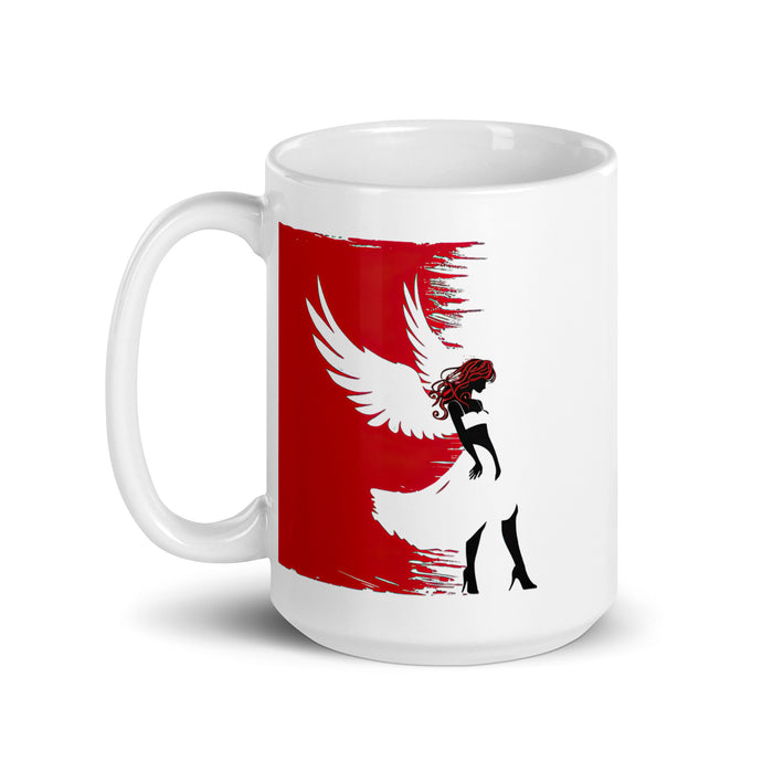 Taza de café exclusiva con nombre de ángel, obra de arte para el hogar, la oficina, el trabajo, regalo de orgullo mexicano español, taza blanca brillante con caligrafía única en su tipo | A1