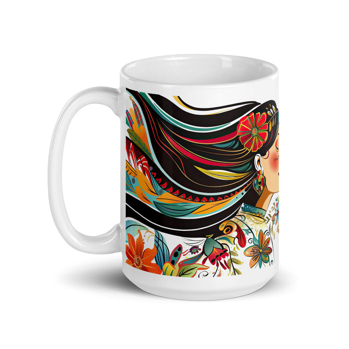 Tasse à café exclusive avec nom d'Ángela, tasse à café pour le travail à domicile, tasse cadeau de fierté espagnole mexicaine, tasse blanche brillante avec calligraphie unique en son genre | Á11