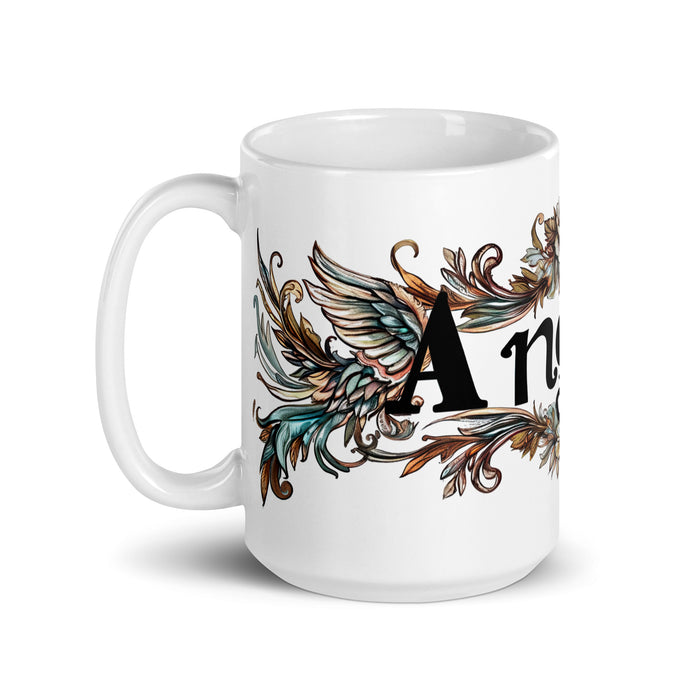 Ángela Exclusive Name Art Piece Home Office Work Coffee Mug Mexican Spanish Pride Gift Cup One-Of-A-Kind Calligraphy White Glossy Mug | Á30