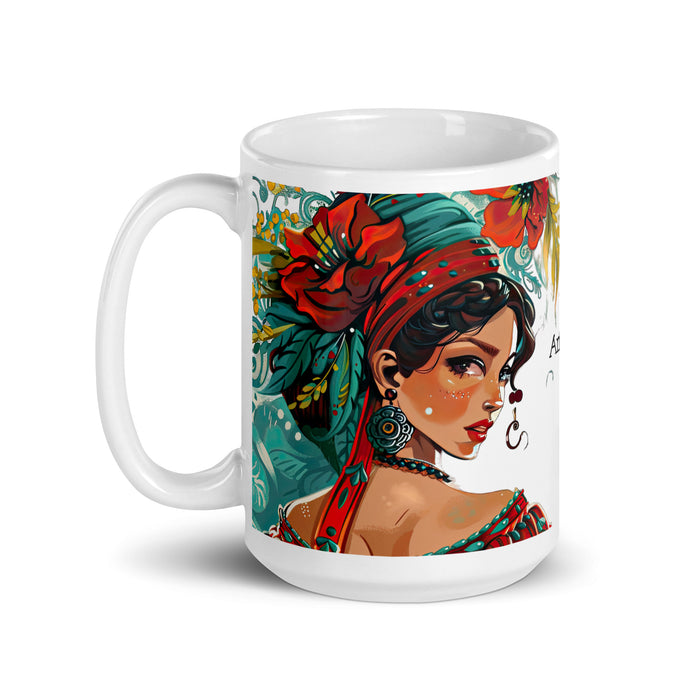 Tasse à café avec nom exclusif Angelina, tasse à café pour le travail à domicile, le bureau, la fierté mexicaine et espagnole, tasse cadeau, calligraphie unique en son genre, tasse blanche brillante | A5