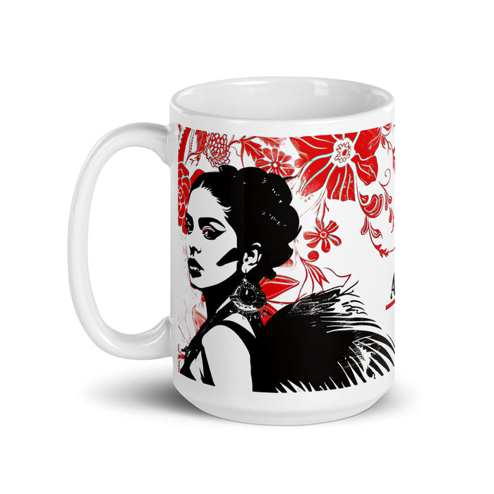 Angelina Exclusive Name Art Piece Home Office Lavoro Tazza da caffè Tazza regalo orgoglio spagnolo messicano Tazza unica nel suo genere Calligrafia Tazza bianca lucida | A6