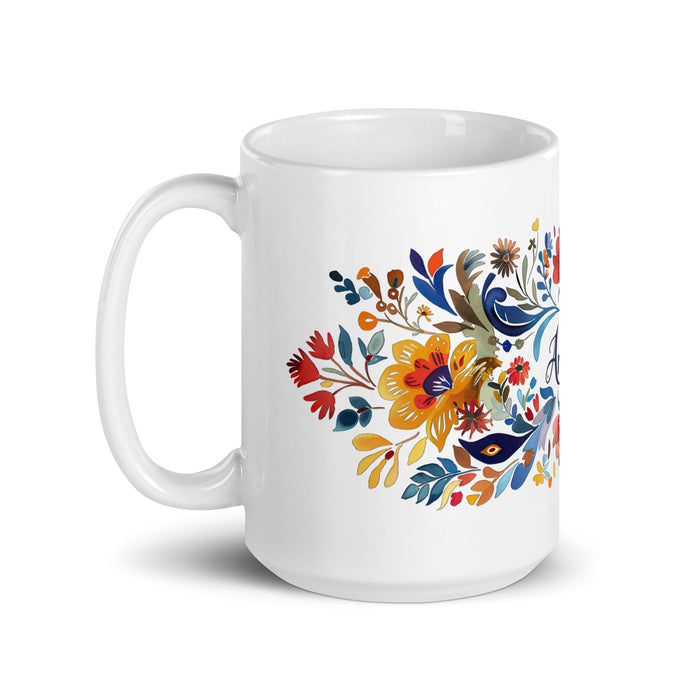 Tasse à café exclusive avec nom Aníbal, tasse à café pour le travail à domicile, la fierté espagnole mexicaine, tasse cadeau, calligraphie unique, tasse blanche brillante | A11