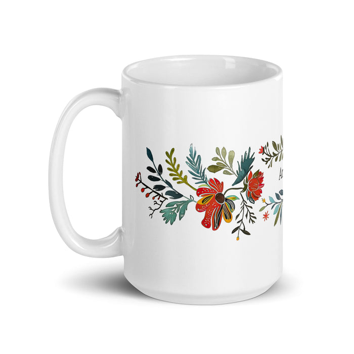 Taza de café exclusiva con nombre de Anthony, obra de arte para el hogar, la oficina, el trabajo, regalo de orgullo mexicano y español, taza blanca brillante con caligrafía única en su tipo | A7