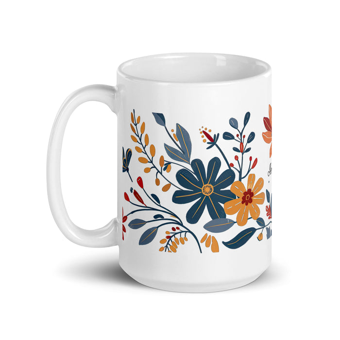 Antonella – Exklusives Namenskunstwerk, Kaffeetasse für Zuhause, Büro, Arbeit, mexikanischer und spanischer Stolz, Geschenktasse, einzigartige Kalligraphie, weiß glänzend, A2