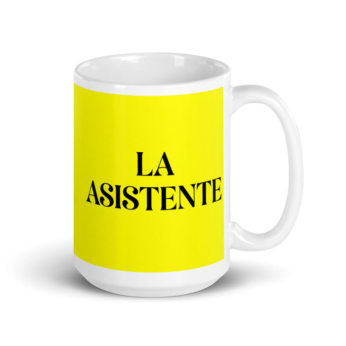 La Asistente The Assistant Funny Home Office Work Coffee Mug Mexican Spanish Pride Gift White Glossy Cup Yellow Card Mug