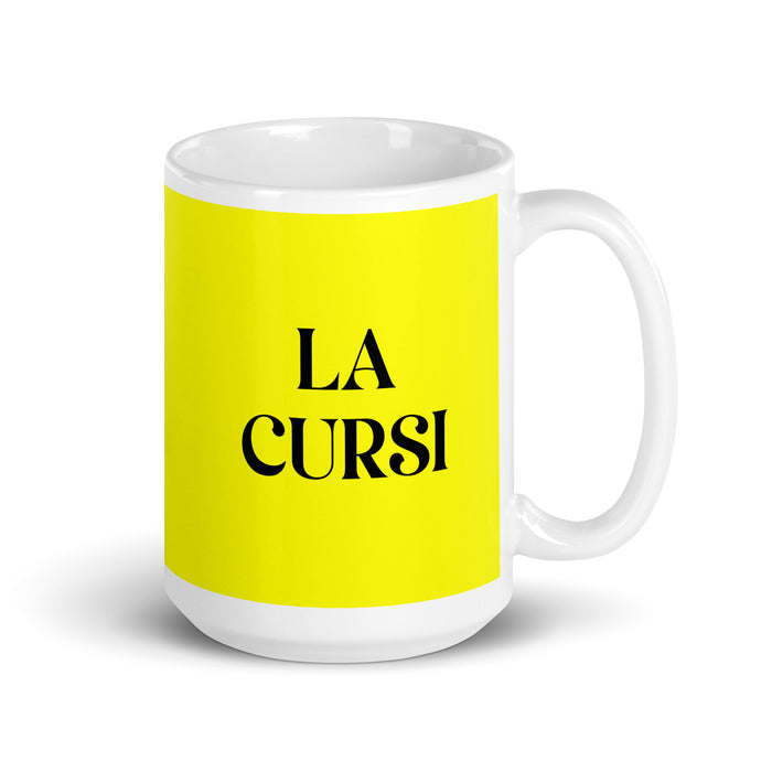 La Cursi The Cheesy One Funny Home Office Work Coffee Mug Mexican Spanish Pride Gift White Glossy Cup Yellow Card Mug