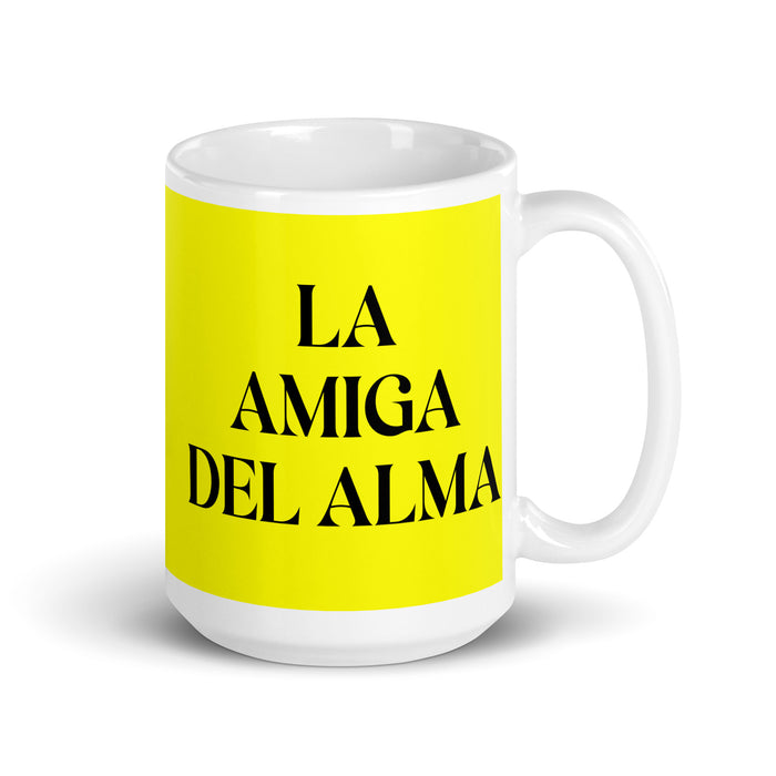 La Amiga Del Alma The Soulmate Friend Funny Home Office Work Coffee Mug Mexican Spanish Pride Gift White Glossy Cup Yellow Card Mug