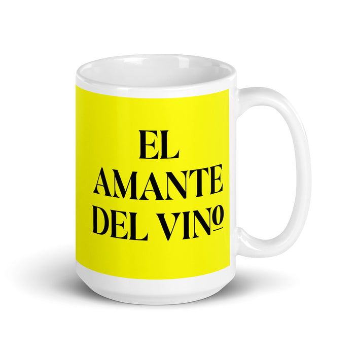 La Amante Del Vino The Wine Lover Funny Home Office Work Coffee Mug Mexican Spanish Pride Gift White Glossy Cup Yellow Card Mug