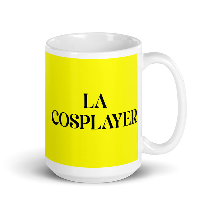 La Cosplayer The Cosplayer Funny Home Office Work Coffee Mug Mexican Spanish Pride Gift White Glossy Cup Yellow Card Mug