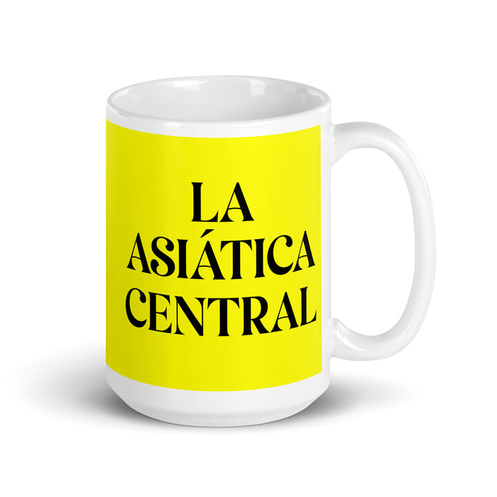 La Asiática Central The Central Asian Funny Home Office Work Coffee Mug Mexican Spanish Pride Gift White Glossy Cup Yellow Card Mug