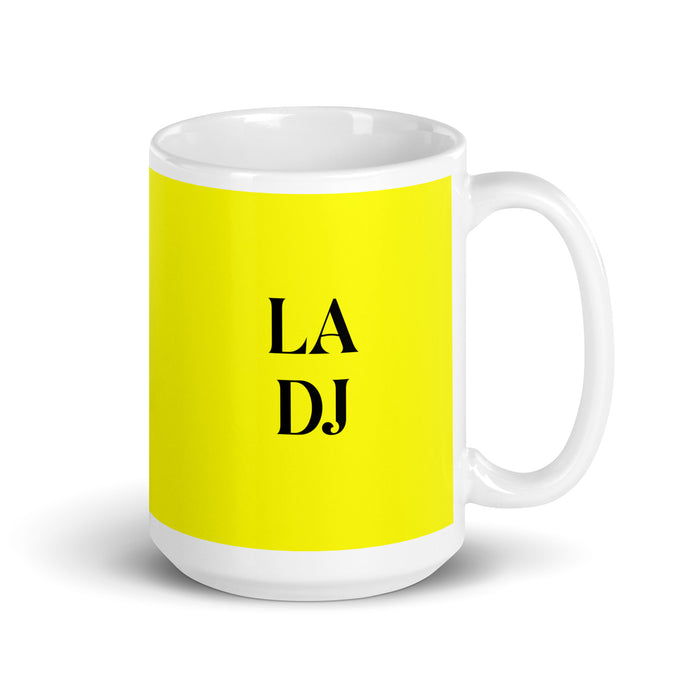 La Dj The Dj Funny Home Office Work Coffee Mug Mexican Spanish Pride Gift White Glossy Cup Yellow Card Mug