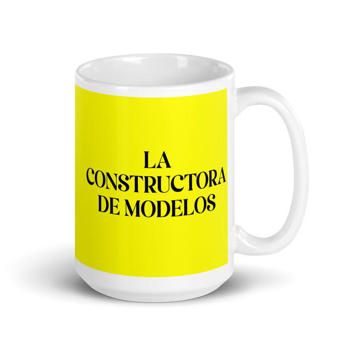 La Constructora De Modelos The Model Builder Funny Home Office Work Coffee Mug Mexican Spanish Pride Gift White Glossy Cup Yellow Card Mug