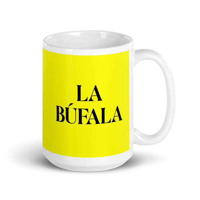 La Búfala The Ox Funny Home Office Work Coffee Mug Mexican Spanish Pride Gift White Glossy Cup Yellow Card Mug