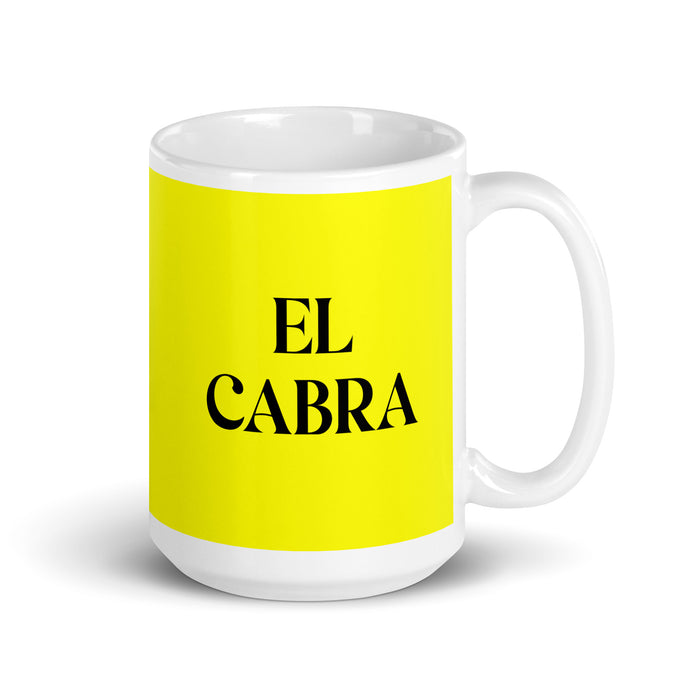 El Cabra The Goat Funny Home Office Work Coffee Mug Mexican Spanish Pride Gift White Glossy Cup Yellow Card Mug