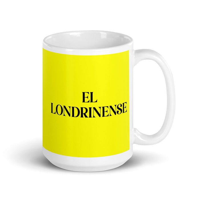 El Londrinense The Londoner - Taza de café divertida para el hogar, la oficina, el trabajo, el orgullo mexicano, regalo, taza blanca brillante, taza con tarjeta amarilla