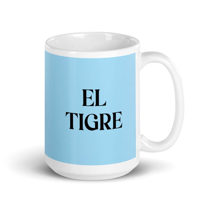 El Tigre The Tiger Funny Home Office Work Coffee Mug Mexican Spanish Pride Gift White Glossy Cup Sky Blue Card Mug