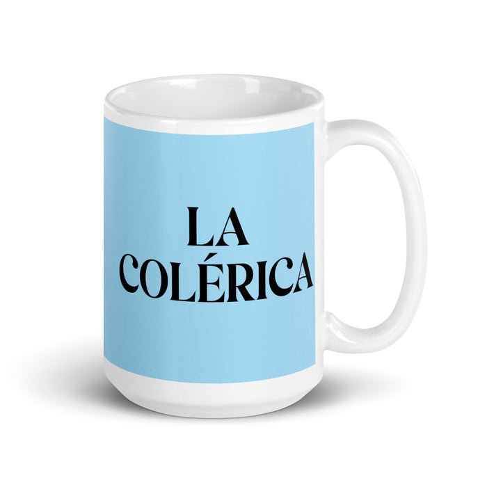 La Colérica The Choleric Funny Home Office Work Coffee Mug Mexican Spanish Pride Gift White Glossy Cup Sky Blue Card Mug