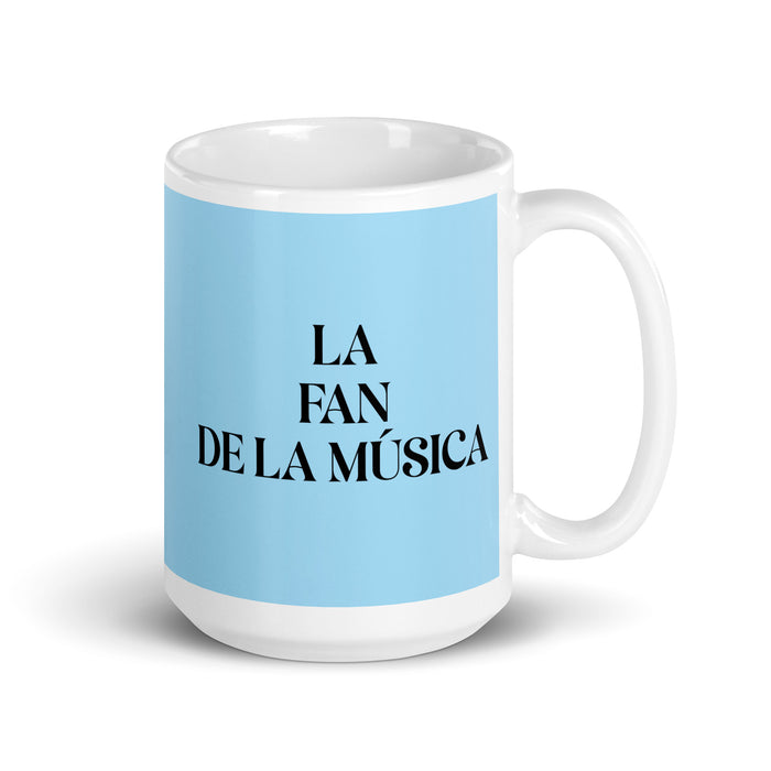 La Fan De La Música The Music Fan Funny Home Office Work Coffee Mug Mexican Spanish Pride Gift White Glossy Cup Sky Blue Card Mug