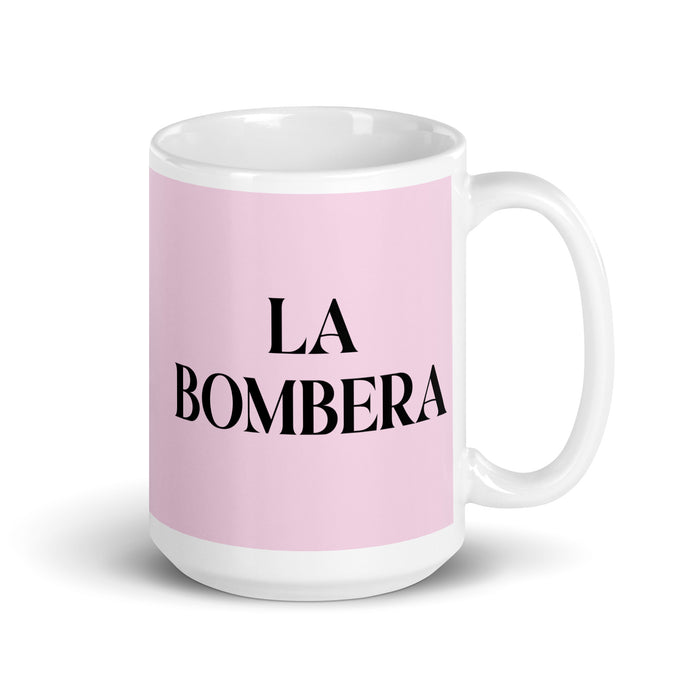 La Bombera The Firefighter Funny Home Office Work Coffee Mug Mexican Spanish Pride Gift White Glossy Cup Light Pink Card Mug