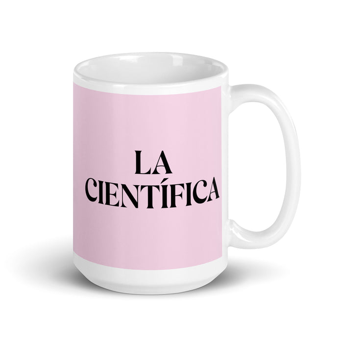 La Científica The Scientist Funny Home Office Work Coffee Mug Mexican Spanish Pride Gift White Glossy Cup Light Pink Card Mug