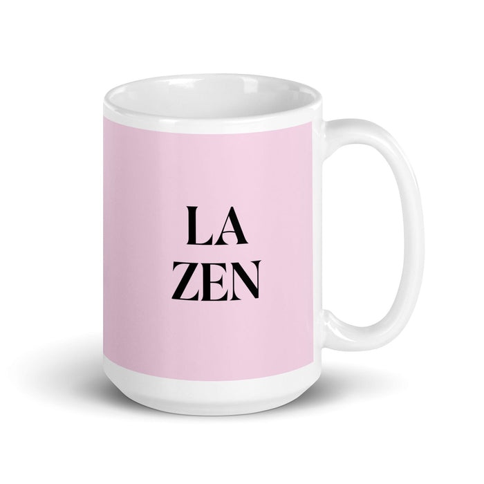 La Zen The Zen Practitioner - Taza de café divertida para el trabajo en casa o en la oficina, regalo de orgullo mexicano español, taza blanca brillante, taza con tarjeta rosa claro