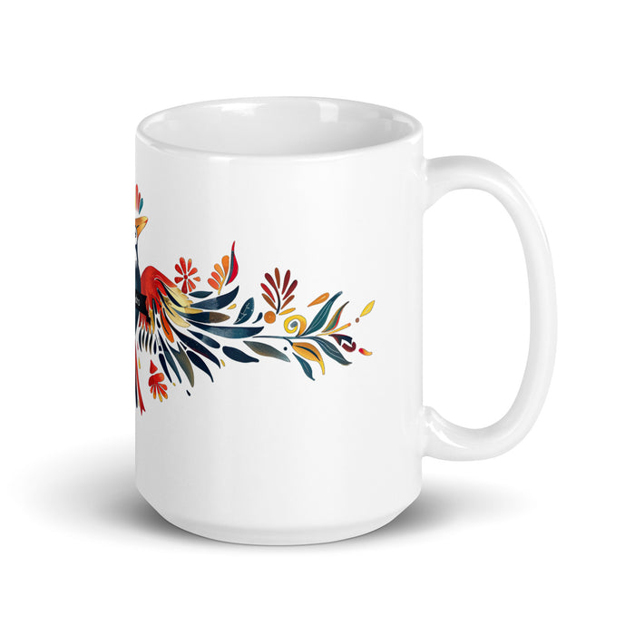 Taza de café exclusiva con nombre de Alejandro, obra de arte para el hogar, la oficina, el trabajo, regalo de orgullo mexicano español, taza blanca brillante con caligrafía única en su tipo | A10