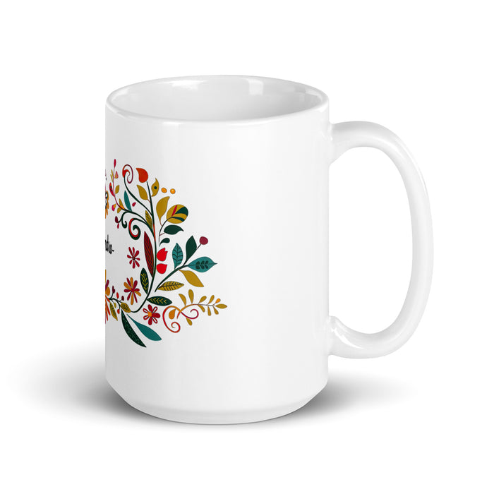 Taza de café exclusiva con nombre de Alejandro, obra de arte para el hogar, la oficina, el trabajo, regalo de orgullo mexicano español, taza blanca brillante con caligrafía única en su tipo | A12