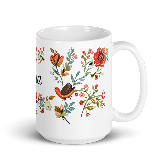 Alicia – Exklusives Namenskunstwerk, Kaffeetasse für Zuhause, Büro, Arbeit, mexikanischer und spanischer Stolz, Geschenktasse, einzigartige Kalligraphie, weiß glänzende Tasse | A28