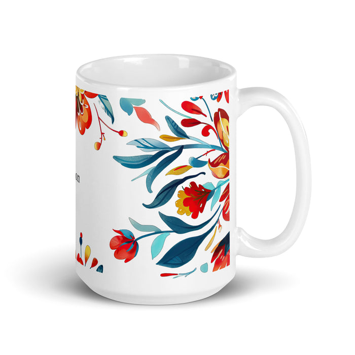 Taza de café exclusiva con nombre de Allison, obra de arte para el hogar, la oficina, el trabajo, regalo de orgullo mexicano y español, taza blanca brillante con caligrafía única en su tipo | A10