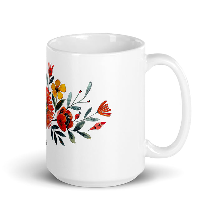 Taza de café exclusiva con nombre de Amaia, obra de arte para el hogar, la oficina, el trabajo, regalo de orgullo mexicano y español, taza blanca brillante con caligrafía única en su tipo | A3